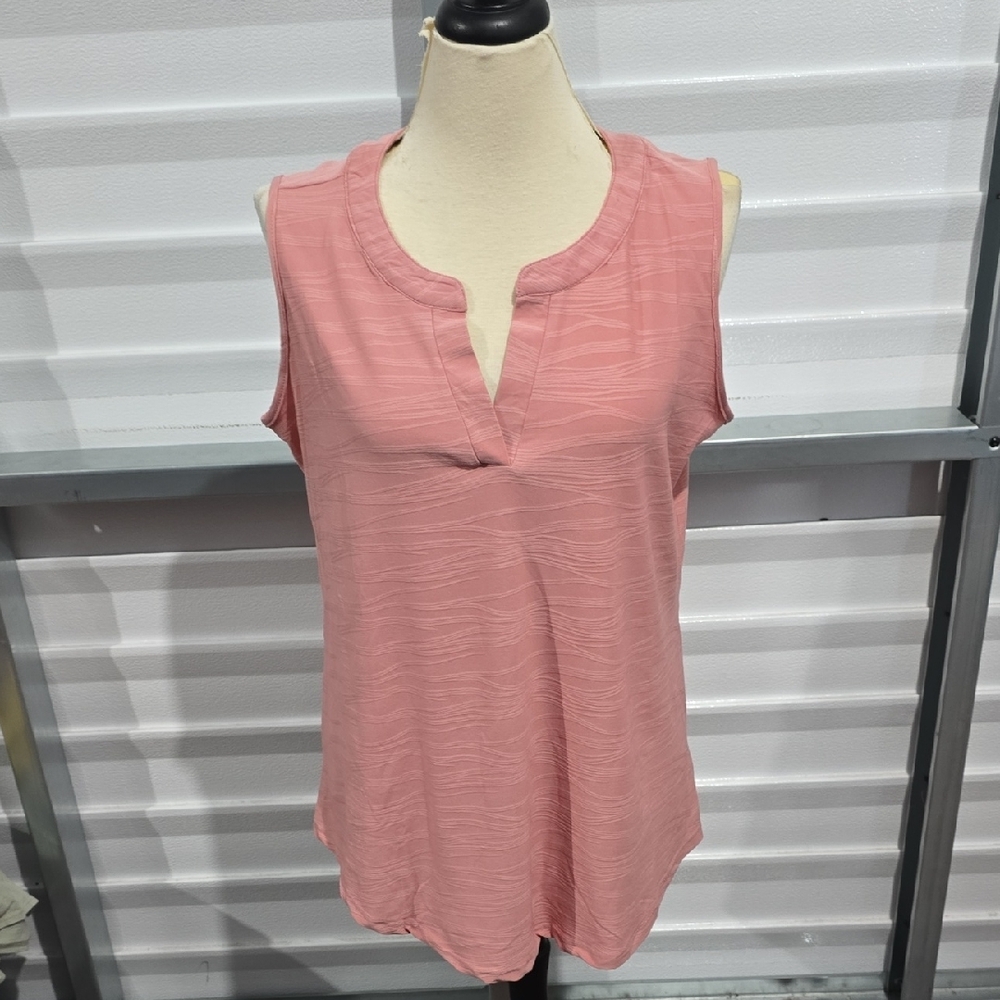 Stem & Vine Pink Relaxed Mandarin Collar Tank Top Size‎ 1X NWOT